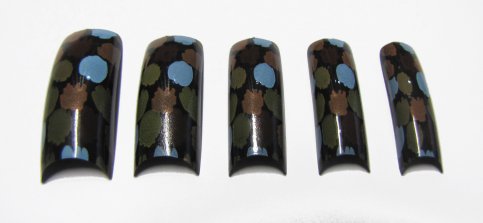 Pre-Designed Tips - Brown & Blue Spots 70pcs