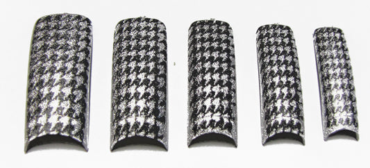 Pre-Designed Tips - Silver & Black Pattern 70pcs
