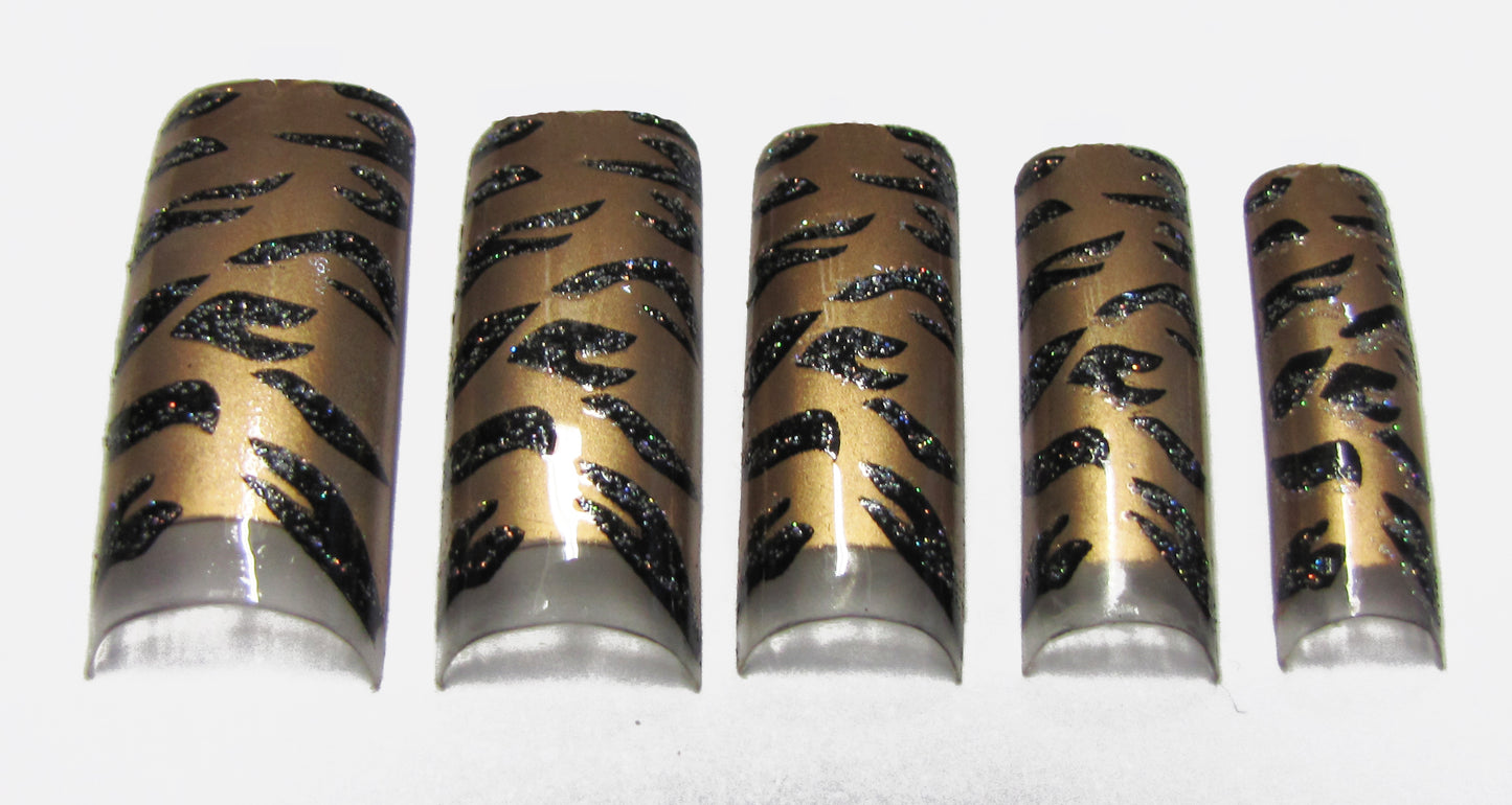 Pre-Designed Tips - Gold Zebra 70pcs