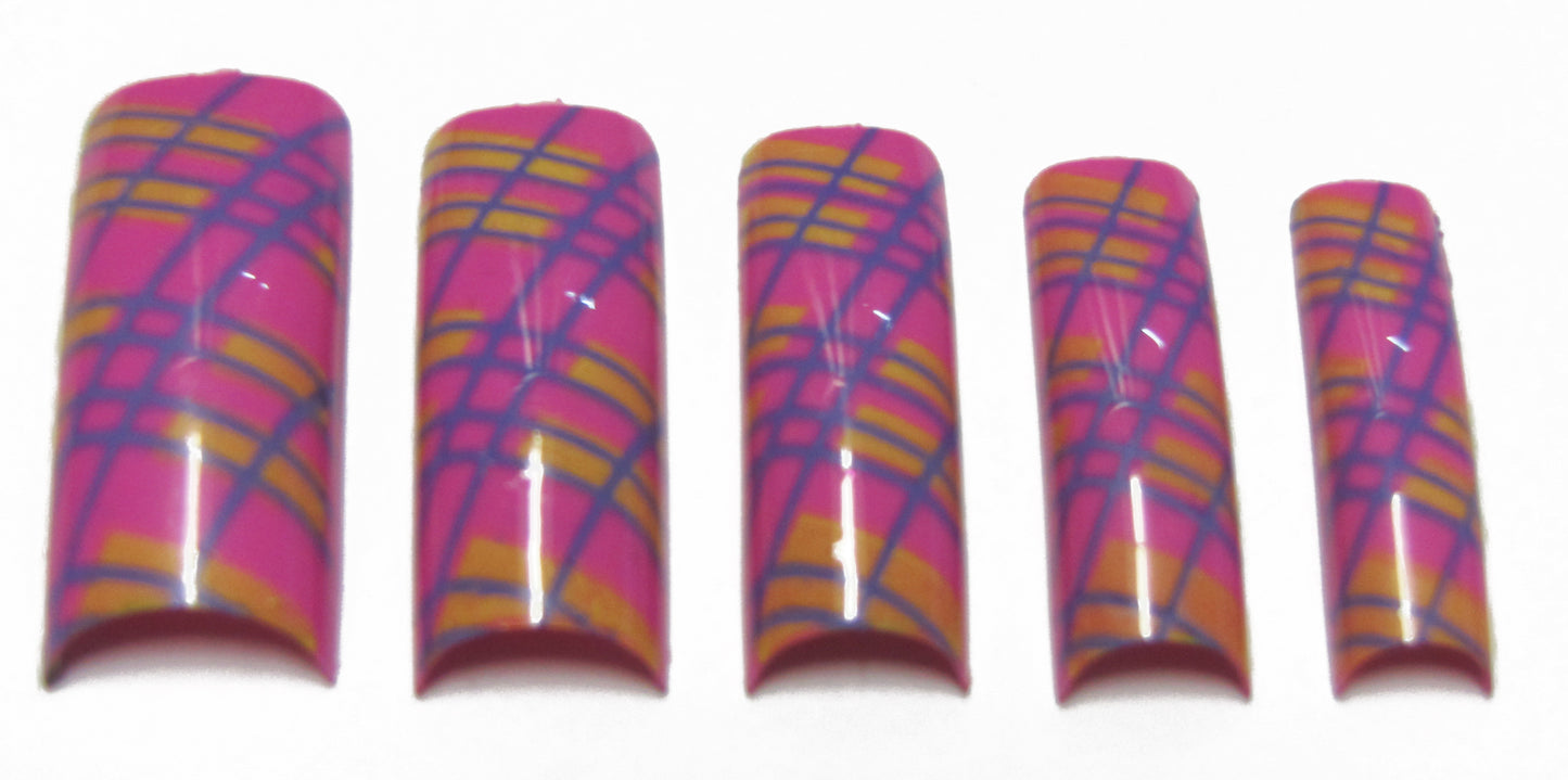 Pre-Designed Tips - Pink Yellow & Blue 70pcs