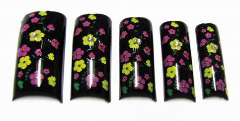 Pre-Designed Tips - Flowers With Stone 70pcs