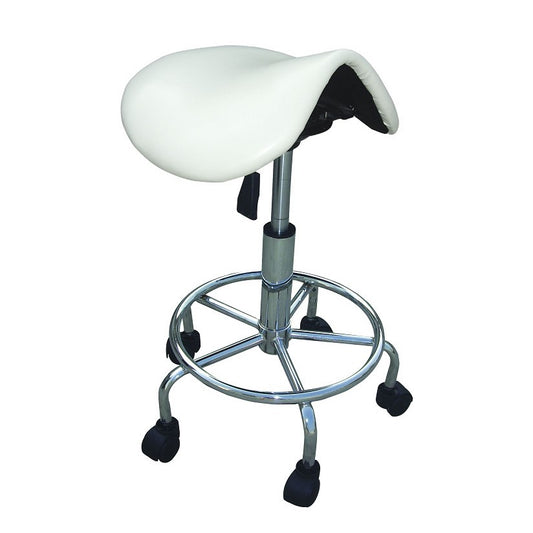 Saddle Chair with Foot Rest - White