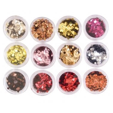 Metallic Earth Glitter Collection 12pcs - Hexagon