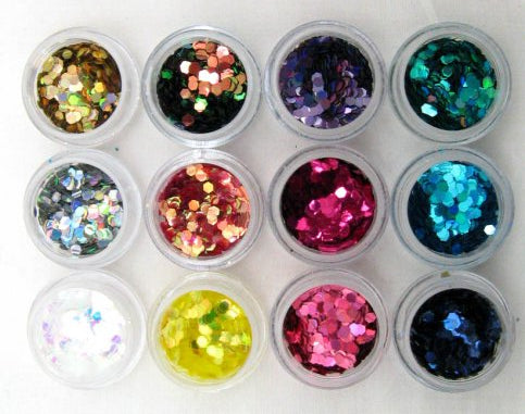 Rainbow Glitter Collection 12pcs - Hexagon