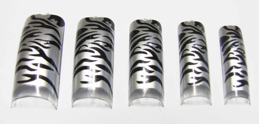 Pre-Designed Tips - Silver Zebra 70pcs