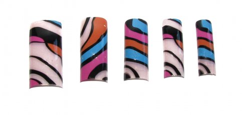 Pre-Designed Tips - Coloured Waves 70pcs