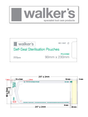 Walker's Self-Seal Sterilisation Pouches 135mm x 255mm Box 200