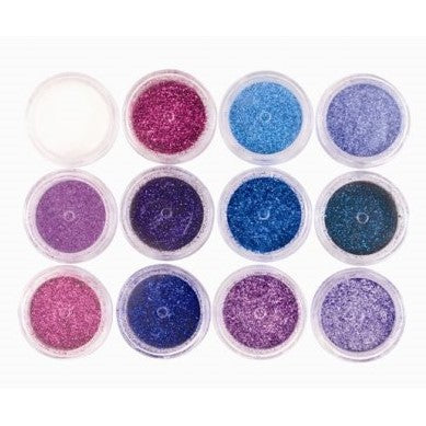 Metallic Blue Glitter Collection 12pcs - Fine