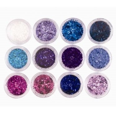 Metallic Blue Glitter Collection 12pcs - Chunky