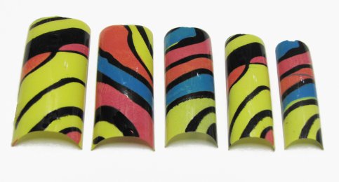 Pre-Designed Tips - Yellow, Blue & Pink Stripes 70pcs